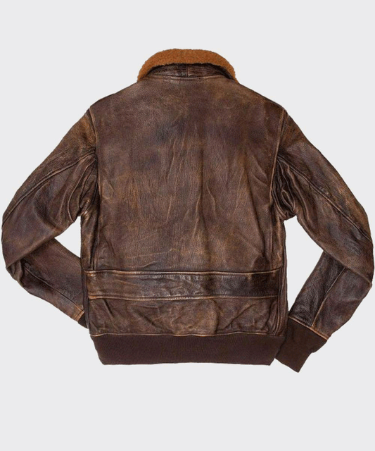 Mens Distressed Brown Flight Bomber Jacket - Rare Leather Order Now !!