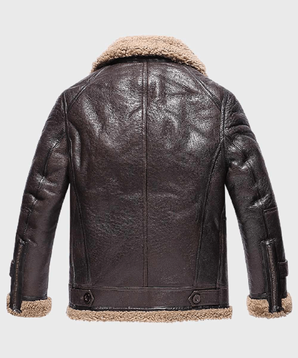 Mens Sheepskin Shearling Dark Brown Leather Jacket - Rare Leather Order Now !!