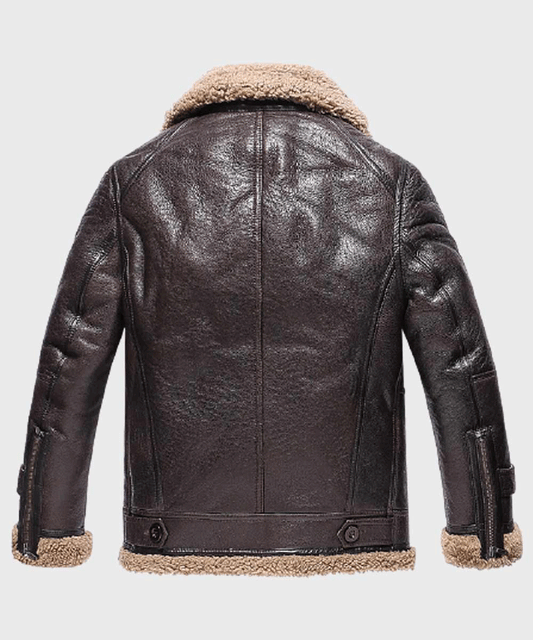 Mens Sheepskin Shearling Dark Brown Leather Jacket - Rare Leather Order Now !!