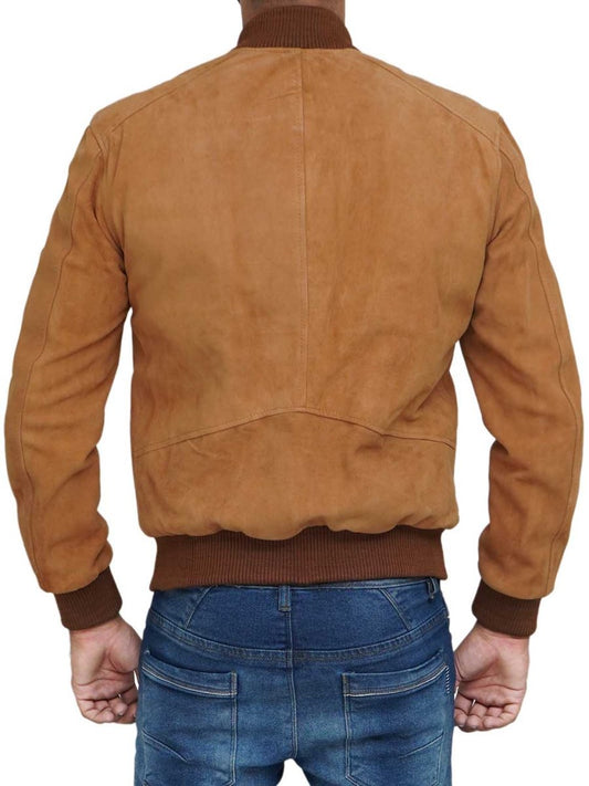 Adamsville Mens Brown Bomber Suede Jacket - Vox Leather