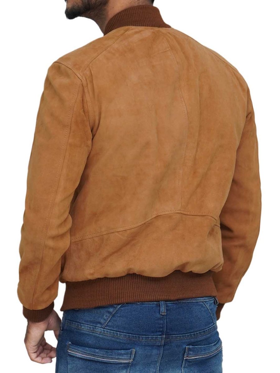 Adamsville Mens Brown Bomber Suede Jacket - Vox Leather