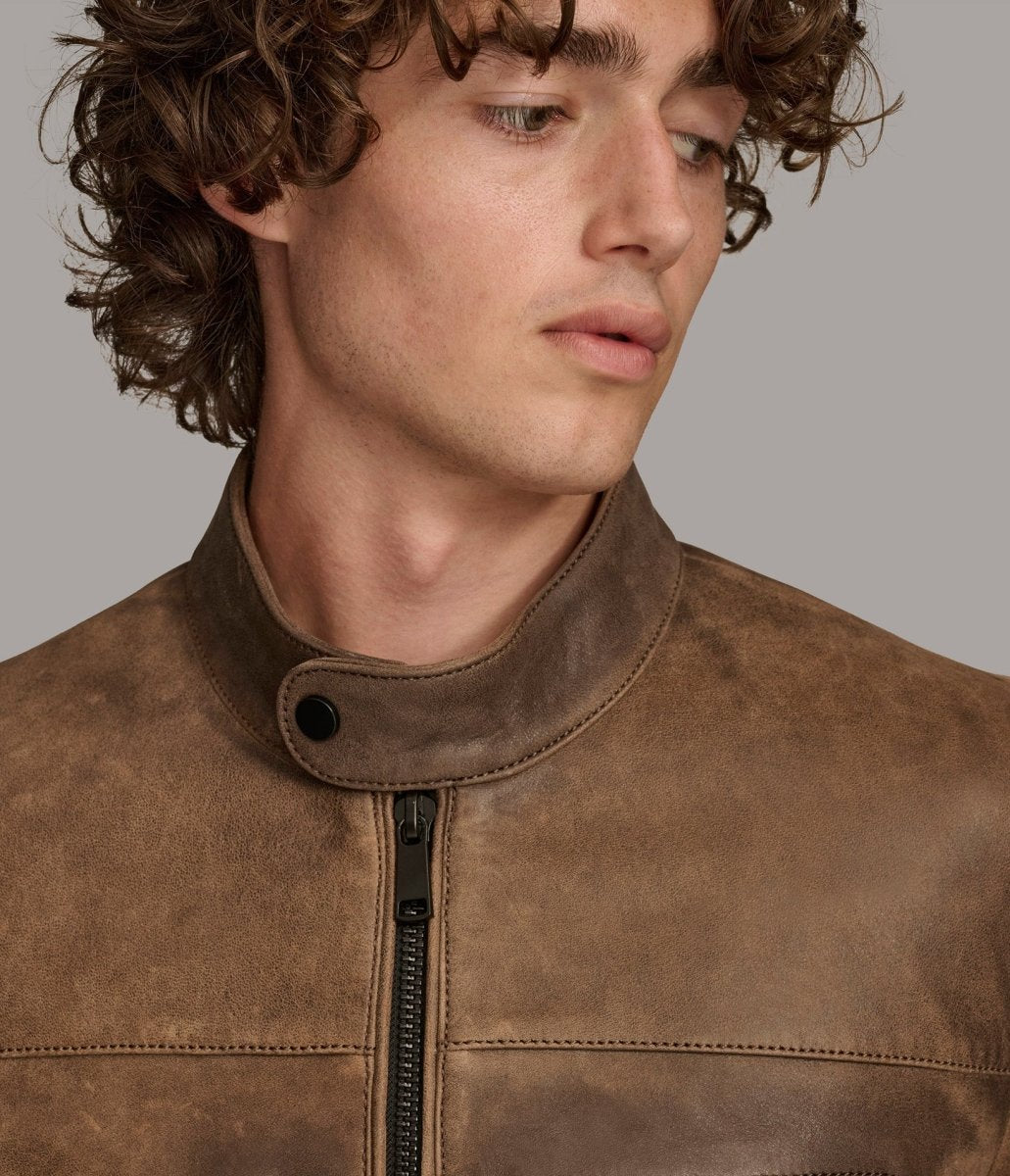 Aiden Color Blocked Racer Jacket - Vox Leather