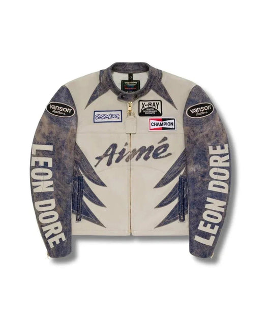 Aimé Leon Dore x Vanson Distressed Leather Moto Jacket - Vox Leather