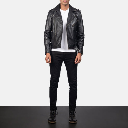 Allaric Alley Black Leather Biker Jacket - Vox Leather