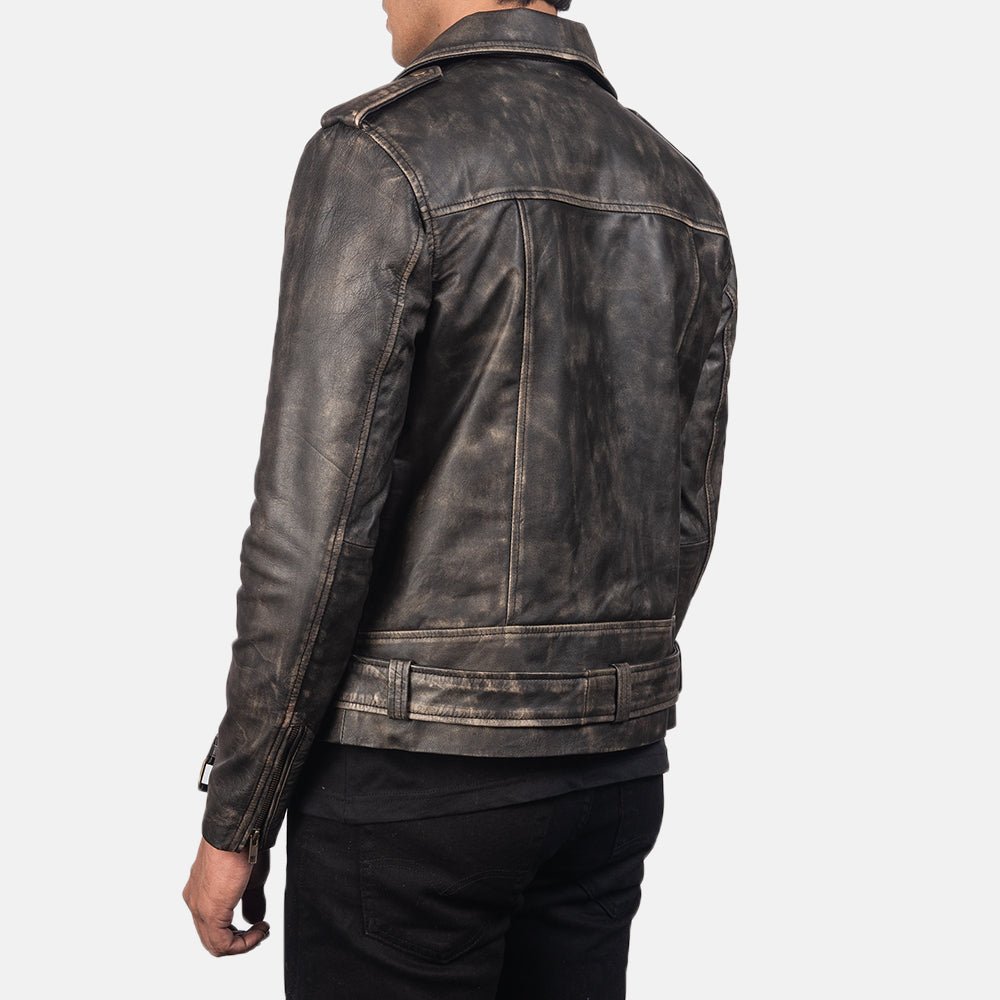 Allaric Alley Distressed Brown Leather Biker Jacket - Vox Leather