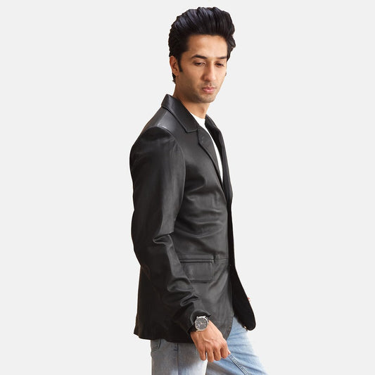 Alyson Black Leather Blazer - Vox Leather