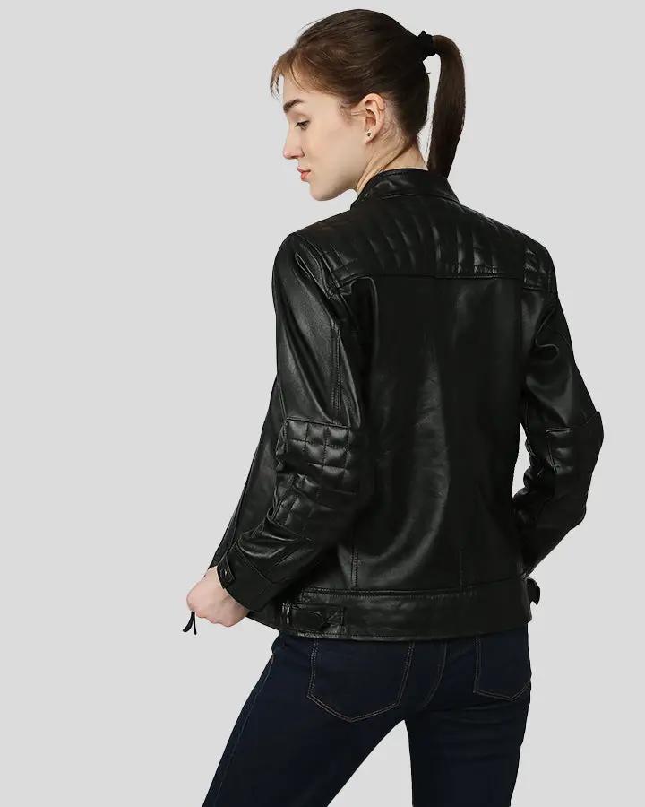 Annalise Black Racer Leather Jackets - Vox Leather