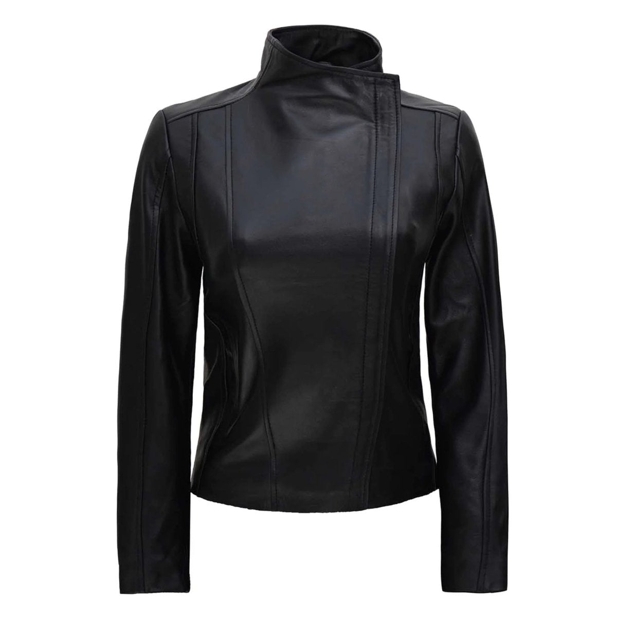 Arezzo Black Asymmetrical Leather Jacket Women - Vox Leather