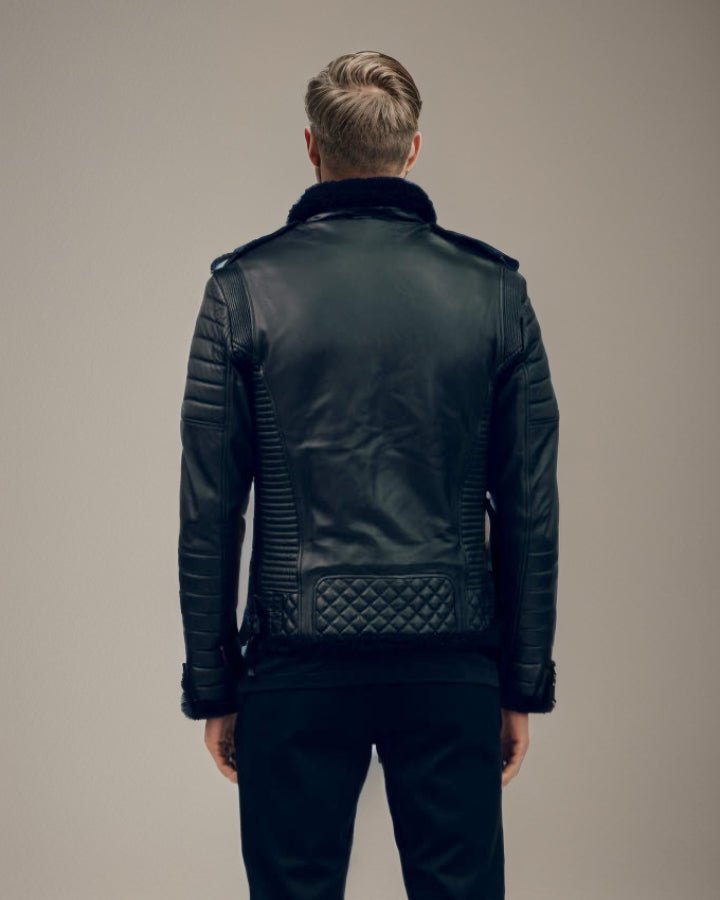 Arsalan Shearling Biker Quilted Leather Jacket - Rare Leather