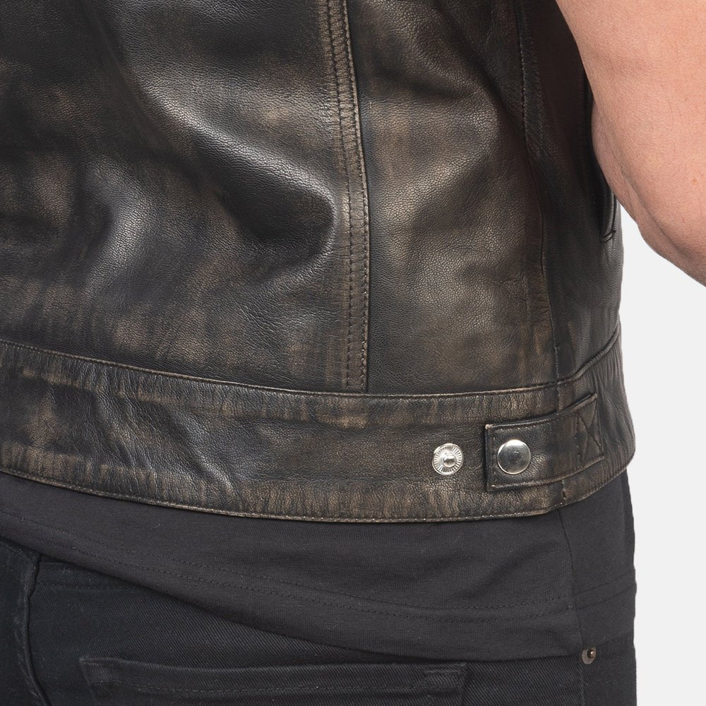 Atlas Moto Distressed Brown Leather Vest - Vox Leather