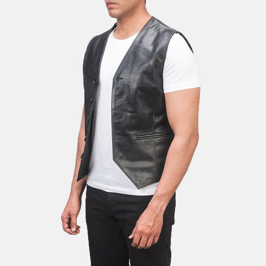 Auden Black Leather Vest - Rare Leather