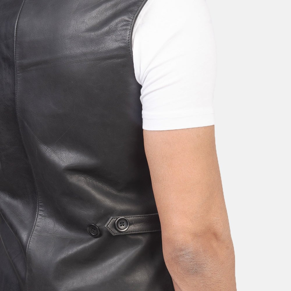 Auden Black Leather Vest - Vox Leather