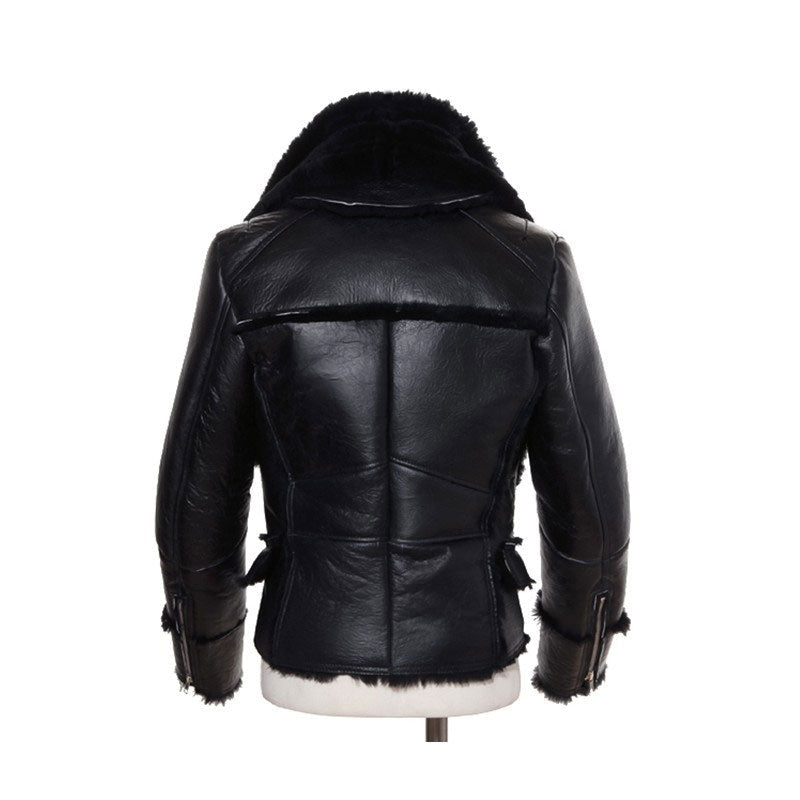 B3 Bomber Jacket Men Winter Wool Lamb Fur Aviator Jacket - Vox Leather