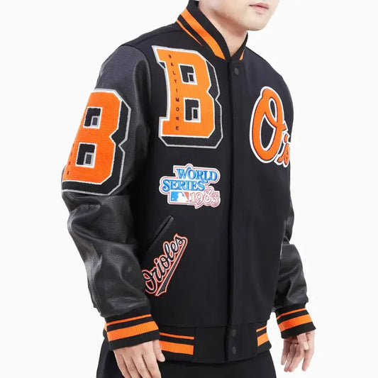 Baltimore Orioles Mashup Black Varsity Jacket - Rare Leather