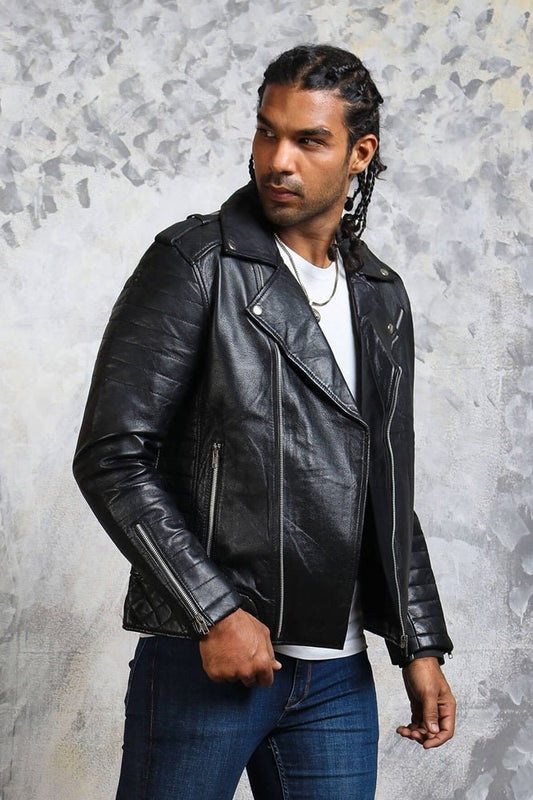 Black Motorcycle Leather Jacket for Men's - Vox Leather