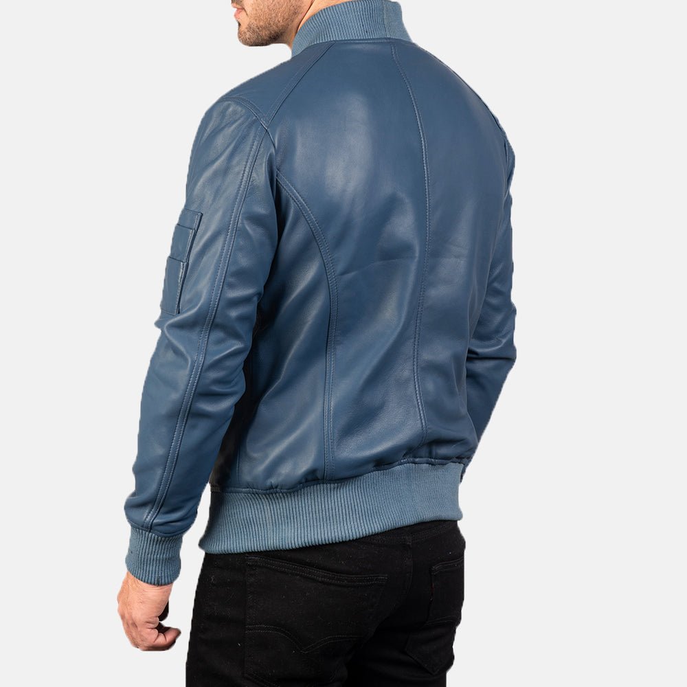 Bomia Ma-1 Blue Leather Bomber Jacket - Vox Leather