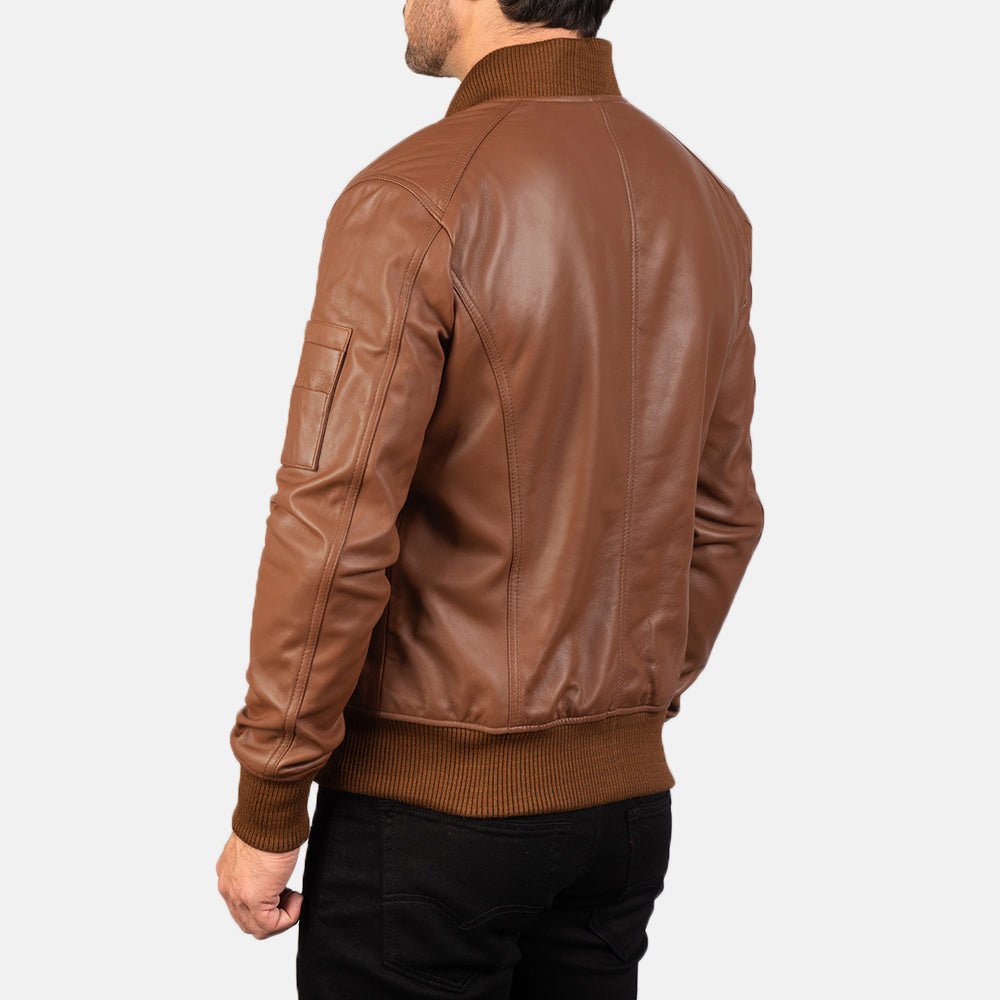 Bomia Ma-1 Brown Leather Bomber Jacket - Vox Leather