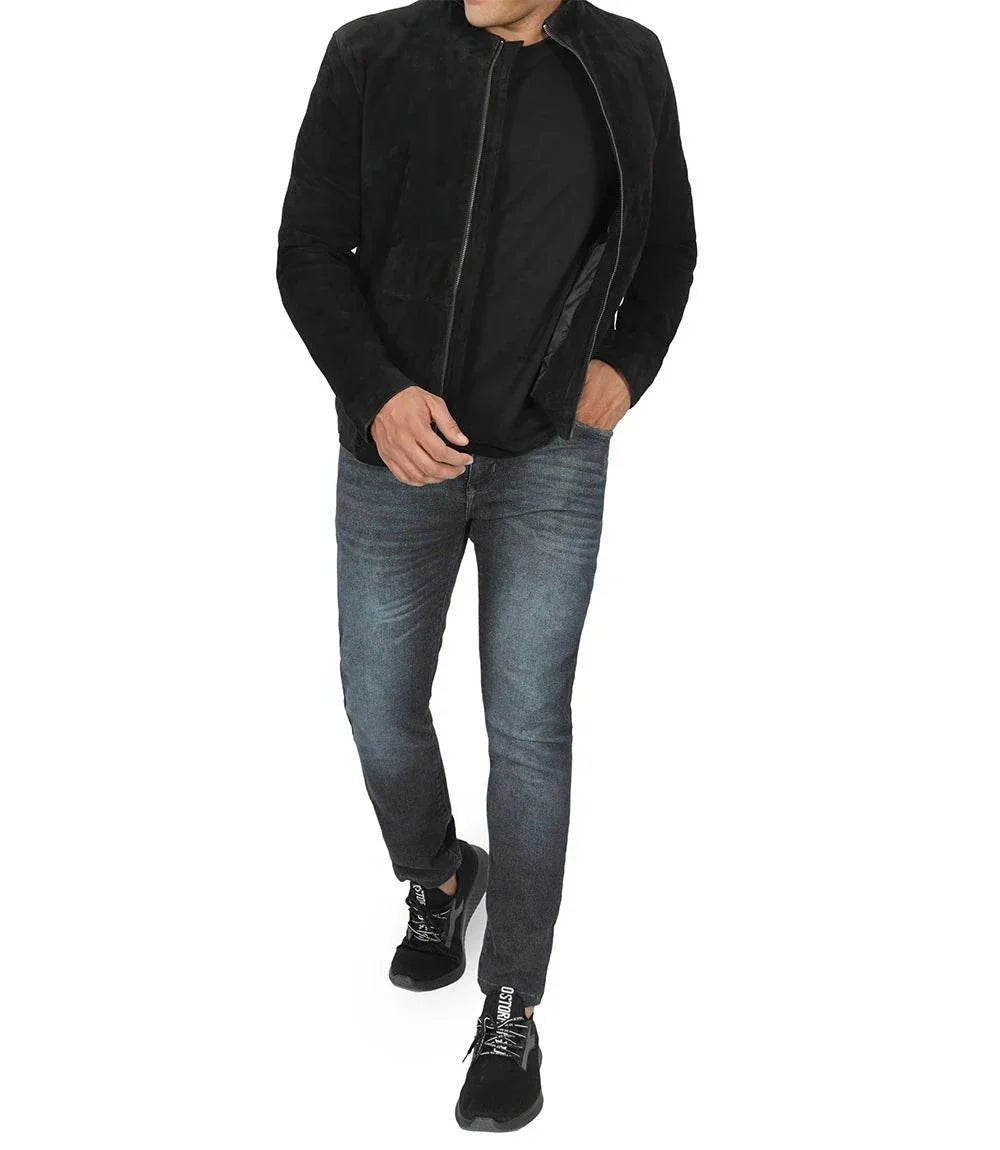 Bond Men's Black Casual Suede Jacket - Vox Leather