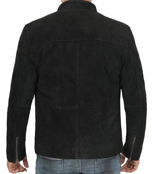 Bond Men's Black Casual Suede Jacket - Vox Leather