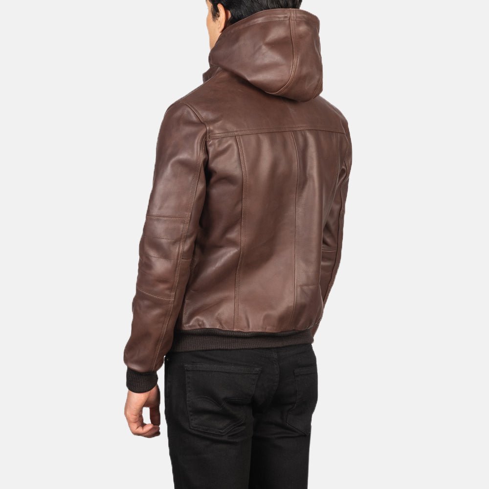 Bouncer Biz Brown Leather Bomber Jacket - Vox Leather