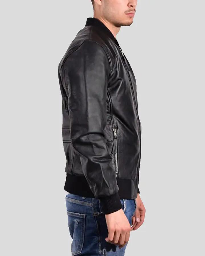 Bran Black Bomber Leather Jacket - Rare Leather