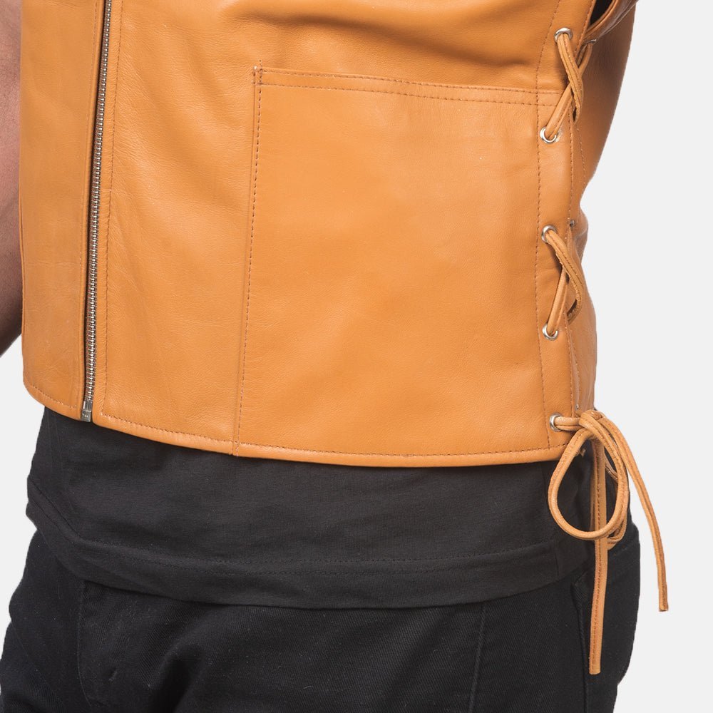 Brandon Tan Brown Leather Vest - Vox Leather