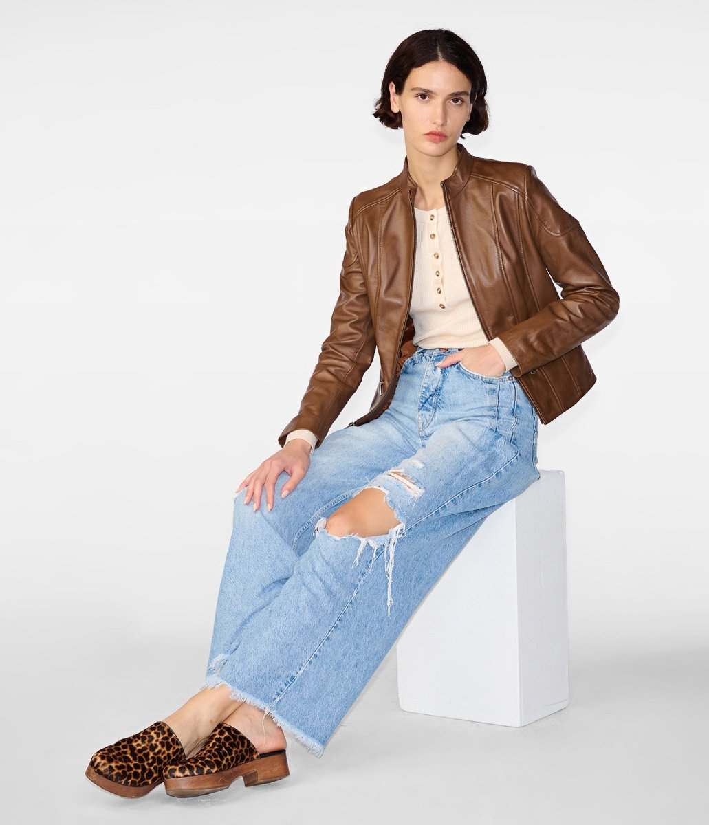 Caitlin Scuba Leather Biker Jacket - Vox Leather