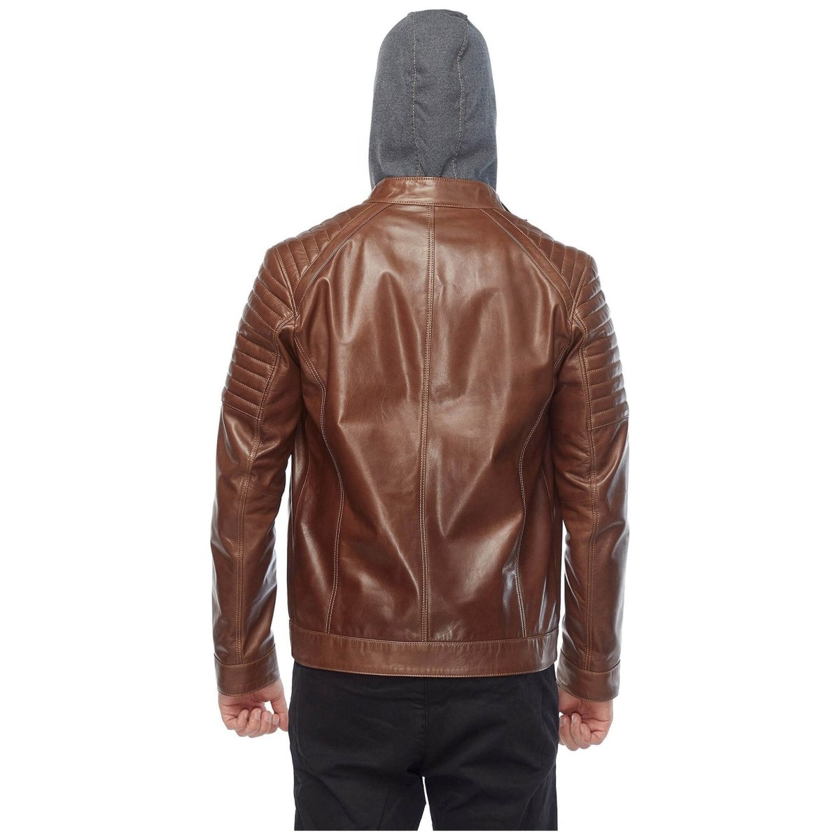 Cameron Brown Hooded Men’s Leather Jacket - Vox Leather