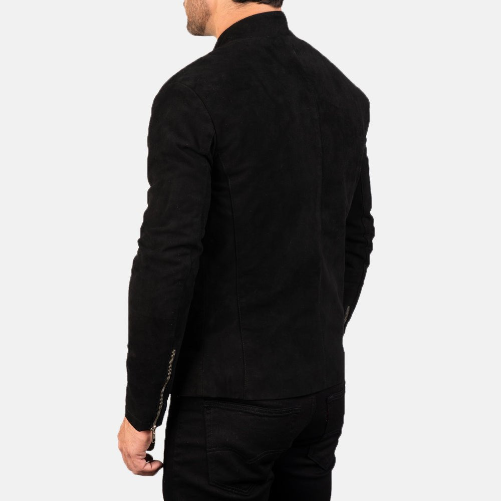 Charcoal Black Suede Biker Jacket - Vox Leather