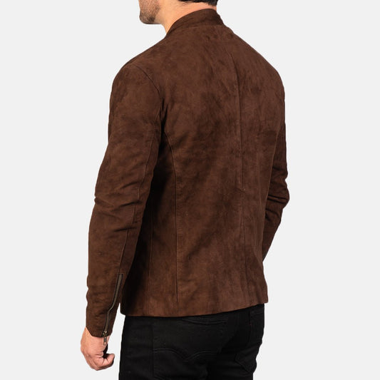 Charcoal Mocha Suede Biker Jacket - Vox Leather