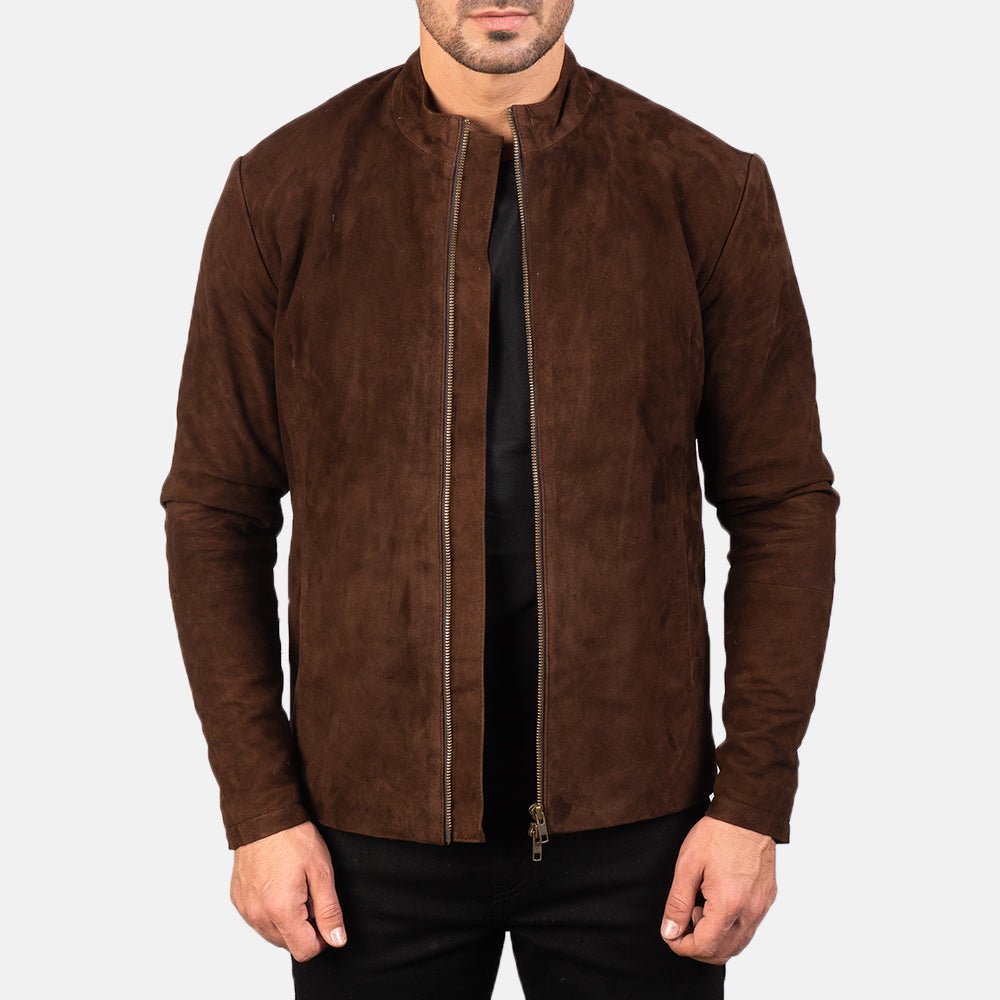 Charcoal Mocha Suede Biker Jacket - Vox Leather