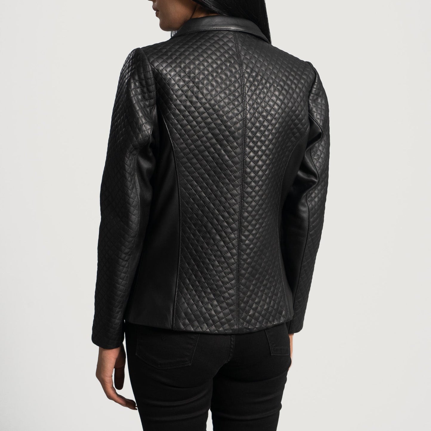 Cora Quilted Black Leather Blazer - Rare Leather