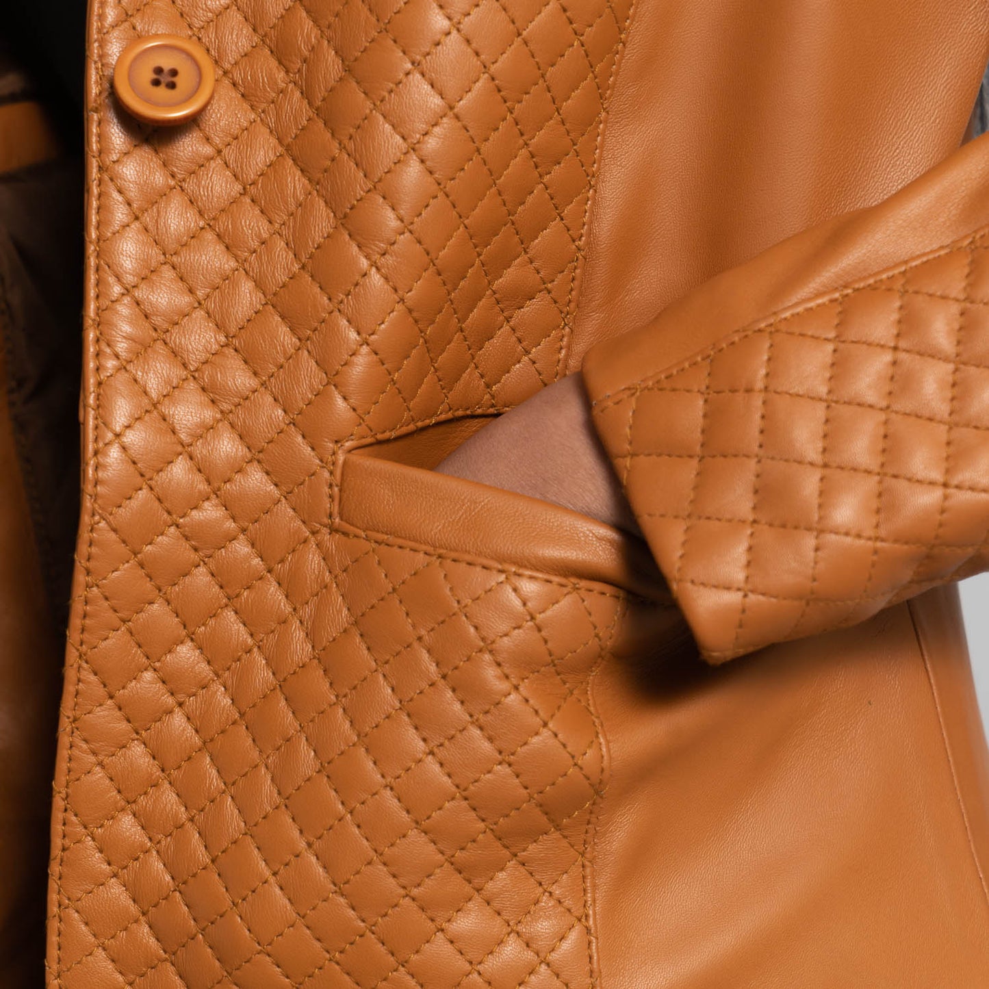 Cora Quilted Brown Leather Blazer - Rare Leather