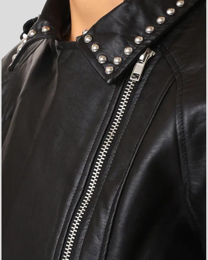 Dani Black Studded Leather Jacket - Vox Leather