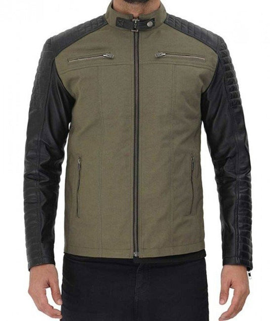 Darrell Green and Black Mens Cafe Racer Jacket - Vox Leather