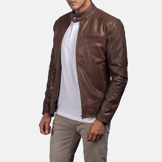 Dean Brown Leather Biker Jacket - Vox Leather