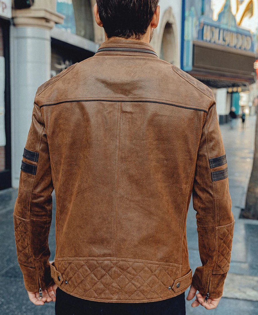 Denver Men’s Brown Bomber Leather Jacket Aviator - Vox Leather