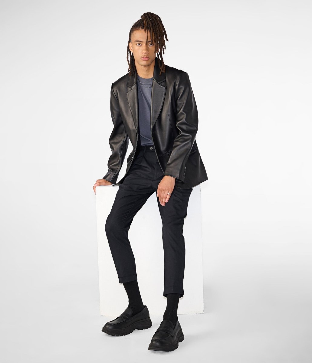 Dylan Two Button Genuine Leather Blazer - Vox Leather