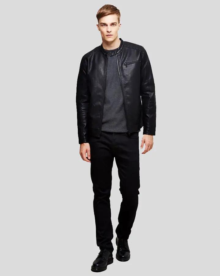 Eric Black Leather Racer Jacket - Vox Leather