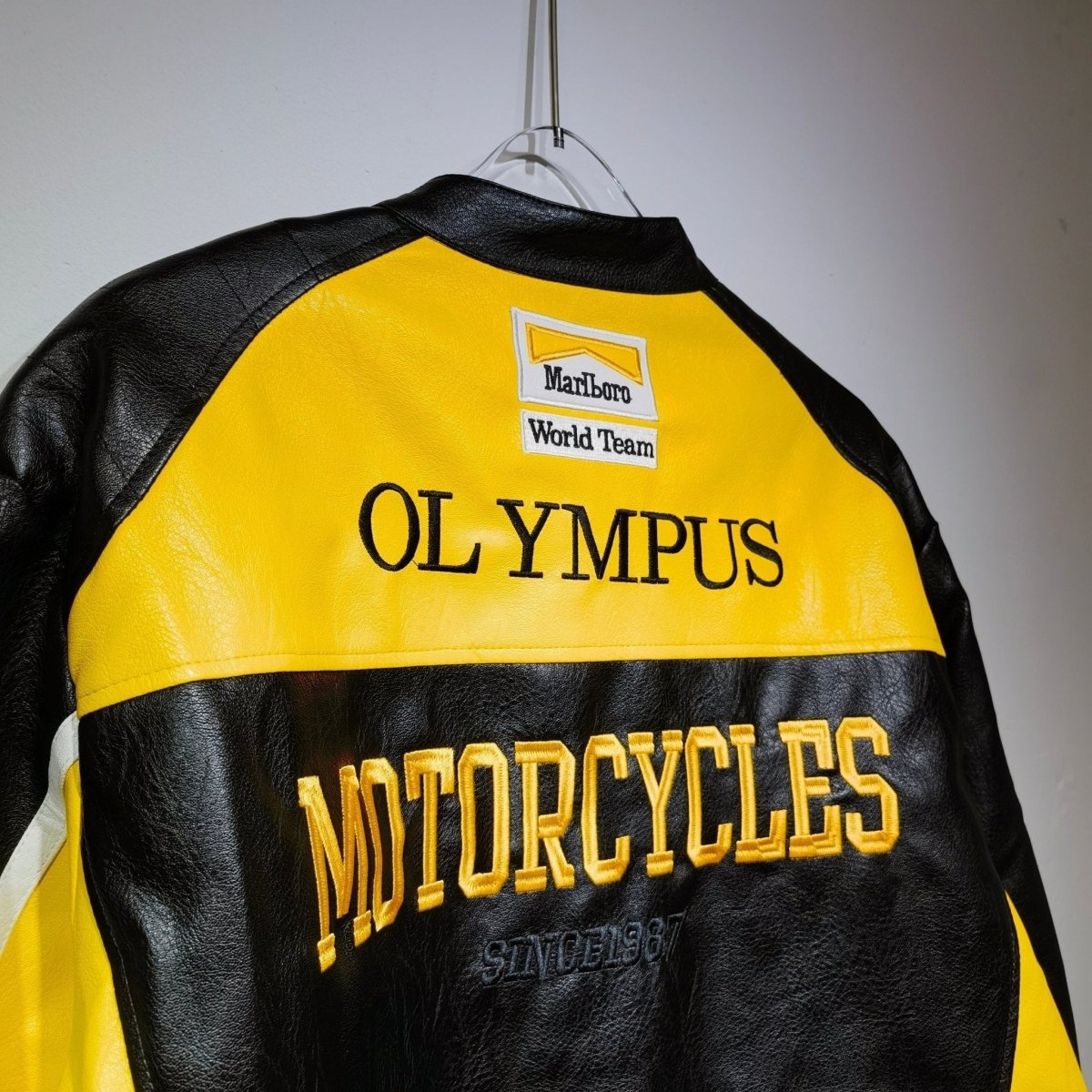 Ferrari Yellow-Black Leather Vintage Racing Jacket - Vox Leather