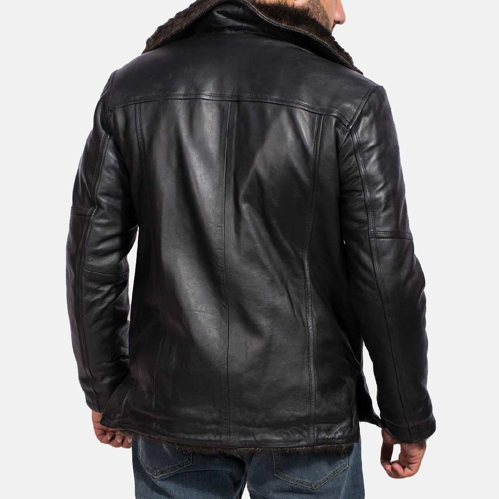 Furcliff Black Leather Coat - Vox Leather