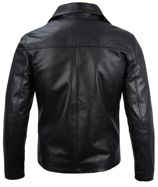 Harrington Men's Black Harrington Cowhide Leather Jacket - Vox Leather