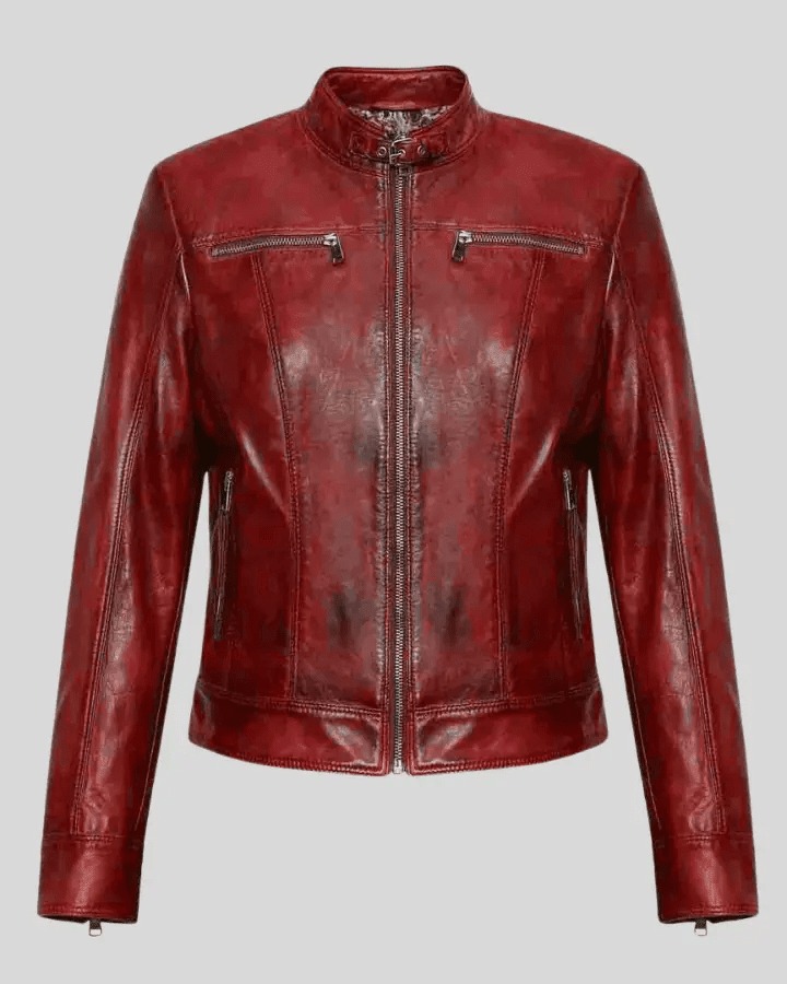 Hazal Red Racer Leather Jacket - Vox Leather
