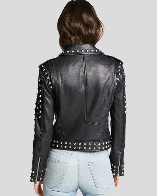 Hazel Black Studded Leather Jacket - Rare Leather