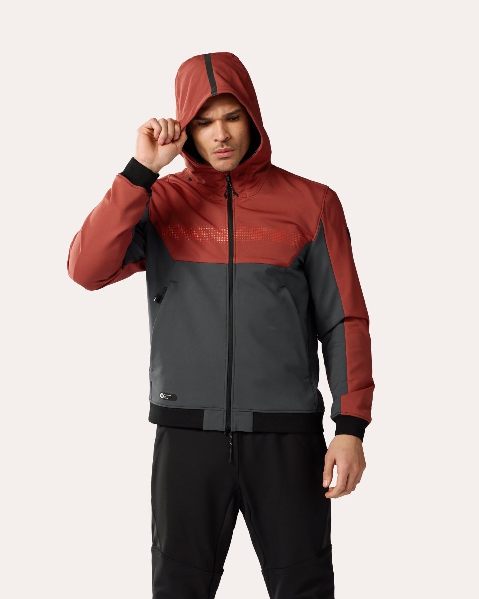 Hoodie Parabolica 2 | Burgundy Red-Grey - Vox Leather