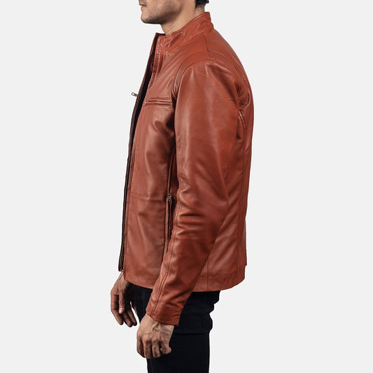 Ionic Tan Brown Leather Biker Jacket - Vox Leather