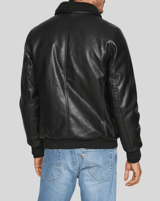 Jett Black Bomber Leather Jacket - Vox Leather