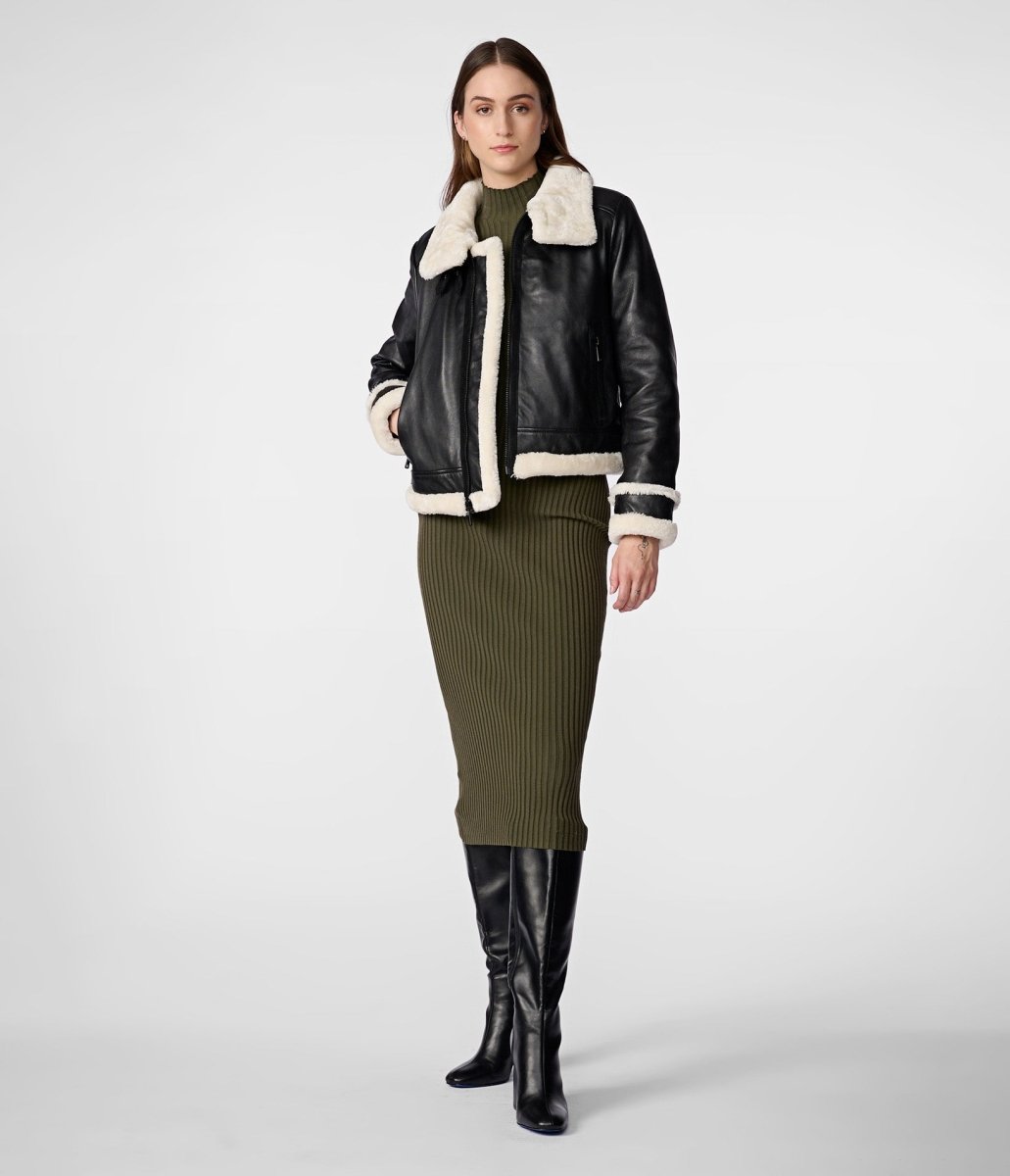 Jodi Leather Shearling Jacket - Vox Leather