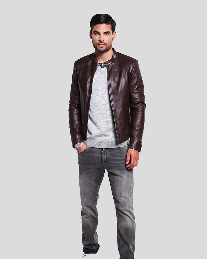 Joey Brown Leather Racer Jacket - Vox Leather