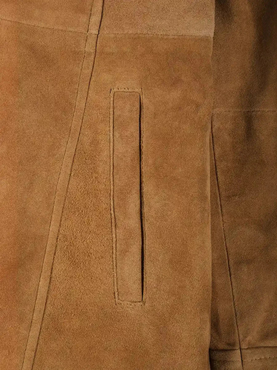Kandis Womens Brown Suede Car Coat - Vox Leather